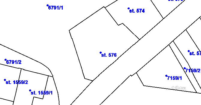 Parcela st. 576 v KÚ Žatec, Katastrální mapa