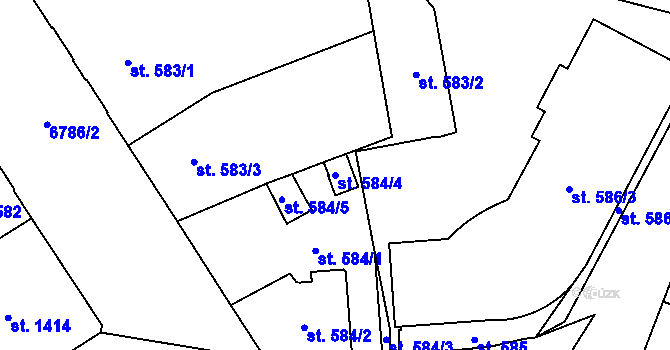 Parcela st. 584/4 v KÚ Žatec, Katastrální mapa
