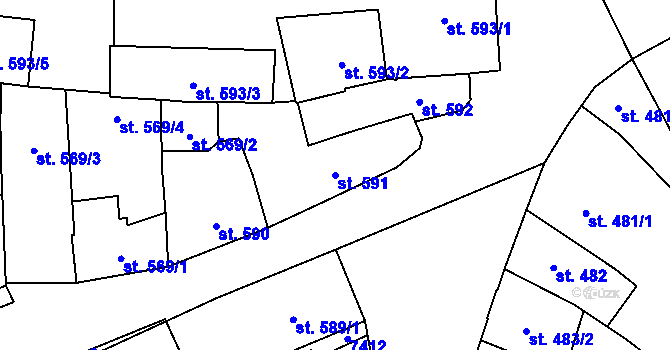 Parcela st. 591 v KÚ Žatec, Katastrální mapa
