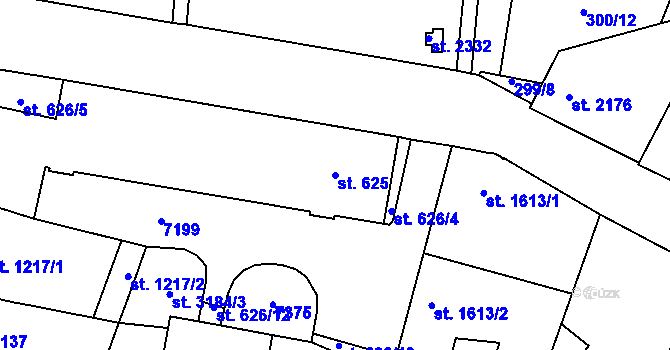 Parcela st. 625 v KÚ Žatec, Katastrální mapa