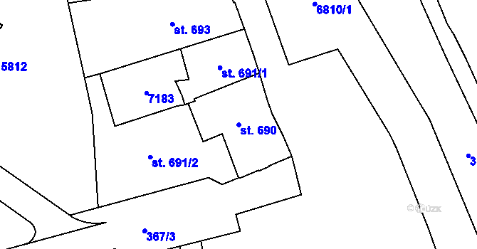 Parcela st. 690 v KÚ Žatec, Katastrální mapa