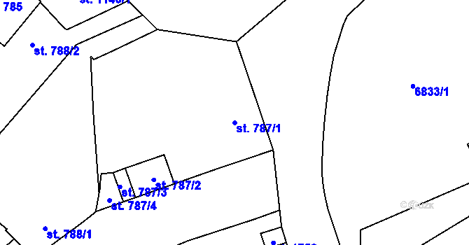 Parcela st. 787/1 v KÚ Žatec, Katastrální mapa