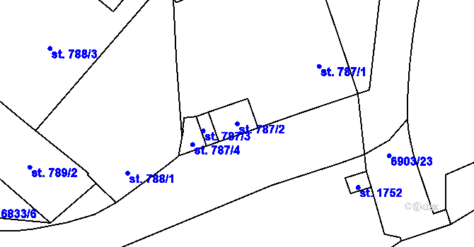 Parcela st. 787/2 v KÚ Žatec, Katastrální mapa