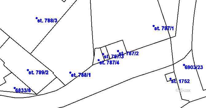 Parcela st. 787/3 v KÚ Žatec, Katastrální mapa