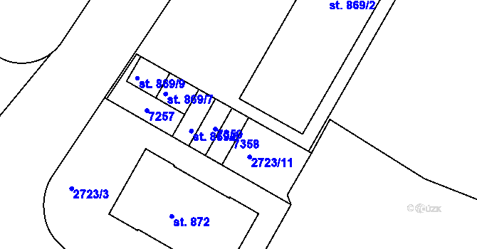 Parcela st. 869/4 v KÚ Žatec, Katastrální mapa