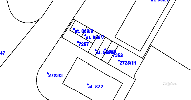 Parcela st. 869/6 v KÚ Žatec, Katastrální mapa