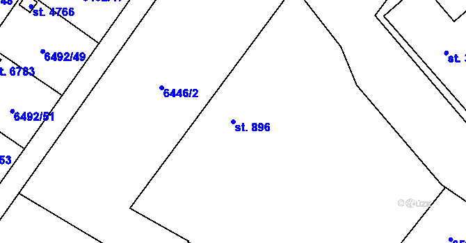 Parcela st. 896 v KÚ Žatec, Katastrální mapa