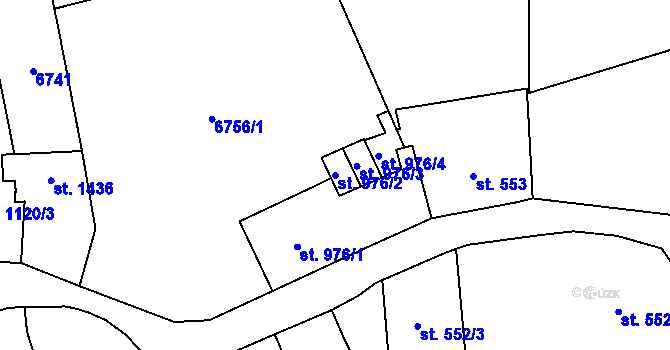 Parcela st. 976/2 v KÚ Žatec, Katastrální mapa