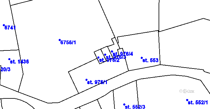 Parcela st. 976/3 v KÚ Žatec, Katastrální mapa