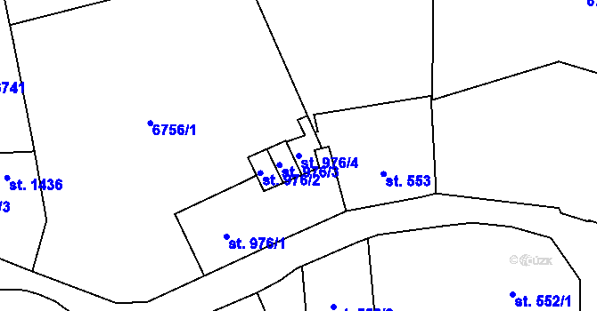 Parcela st. 976/4 v KÚ Žatec, Katastrální mapa