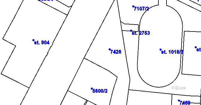 Parcela st. 987 v KÚ Žatec, Katastrální mapa