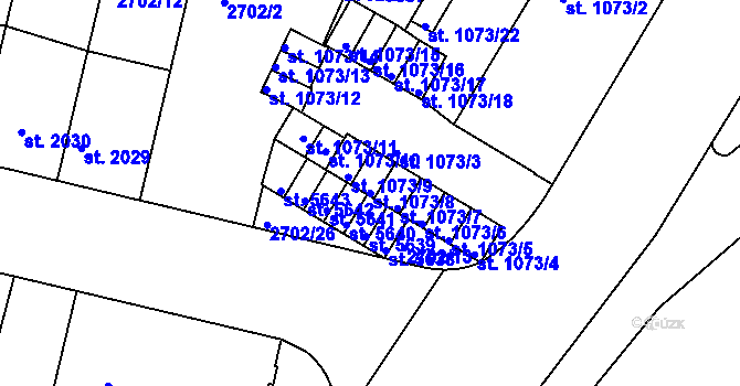Parcela st. 1073/8 v KÚ Žatec, Katastrální mapa
