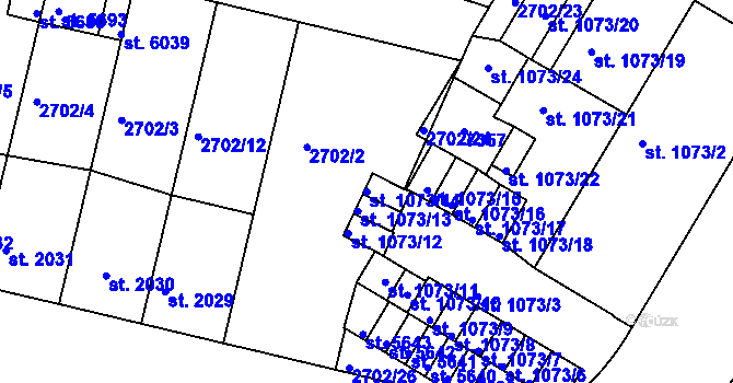 Parcela st. 1073/14 v KÚ Žatec, Katastrální mapa