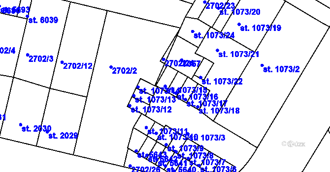 Parcela st. 1073/15 v KÚ Žatec, Katastrální mapa