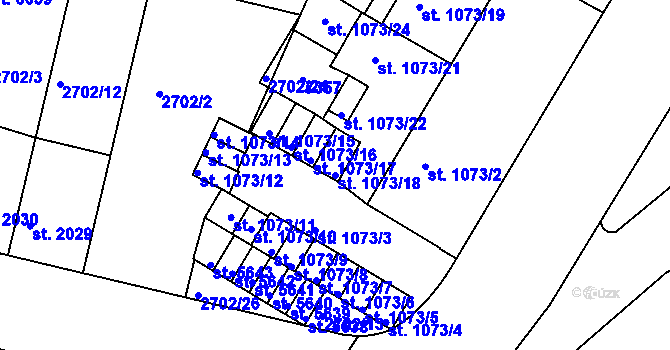 Parcela st. 1073/18 v KÚ Žatec, Katastrální mapa
