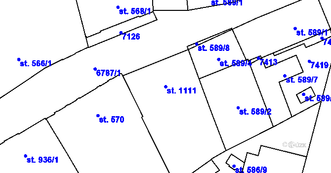 Parcela st. 1111 v KÚ Žatec, Katastrální mapa