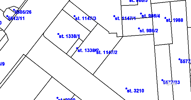 Parcela st. 1147/2 v KÚ Žatec, Katastrální mapa