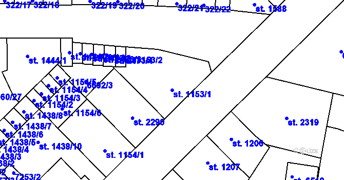 Parcela st. 1153/1 v KÚ Žatec, Katastrální mapa