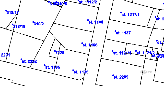 Parcela st. 1166 v KÚ Žatec, Katastrální mapa
