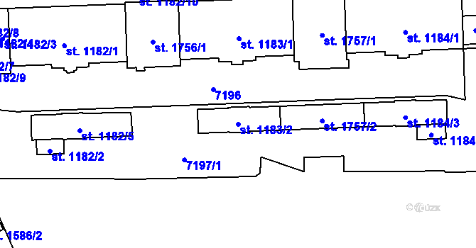 Parcela st. 1183/2 v KÚ Žatec, Katastrální mapa