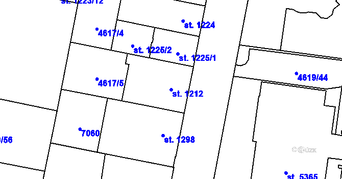 Parcela st. 1212 v KÚ Žatec, Katastrální mapa