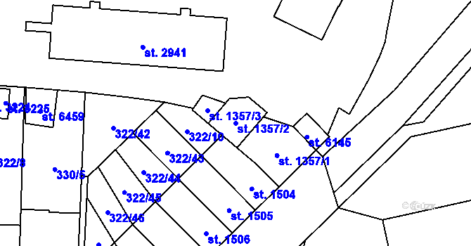 Parcela st. 1357/2 v KÚ Žatec, Katastrální mapa