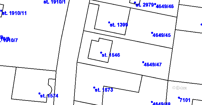 Parcela st. 1546 v KÚ Žatec, Katastrální mapa