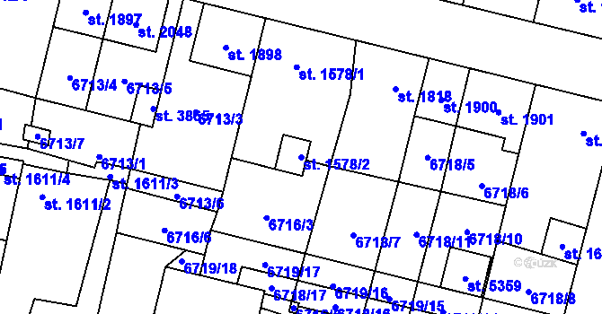 Parcela st. 1578/2 v KÚ Žatec, Katastrální mapa