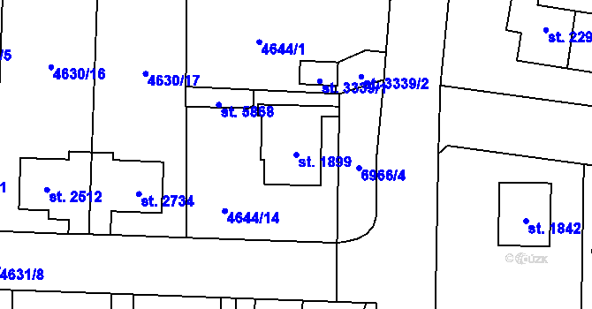Parcela st. 1899 v KÚ Žatec, Katastrální mapa