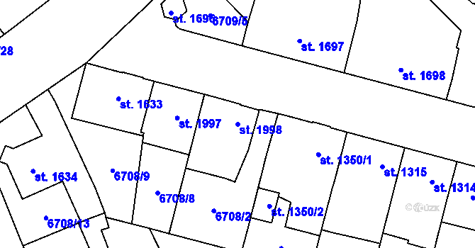 Parcela st. 1998 v KÚ Žatec, Katastrální mapa