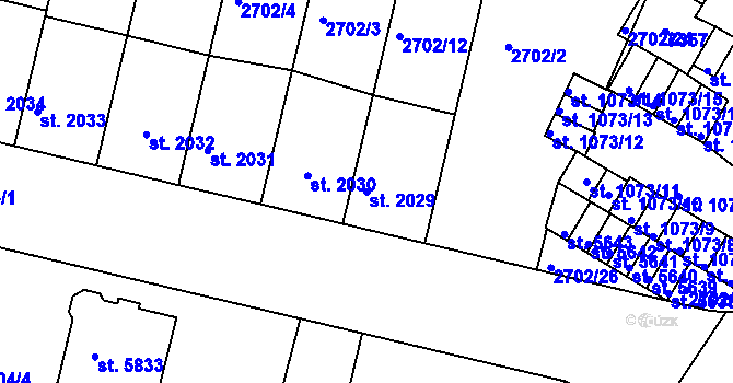 Parcela st. 2029 v KÚ Žatec, Katastrální mapa