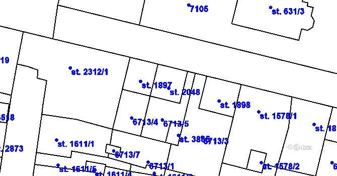 Parcela st. 2048 v KÚ Žatec, Katastrální mapa