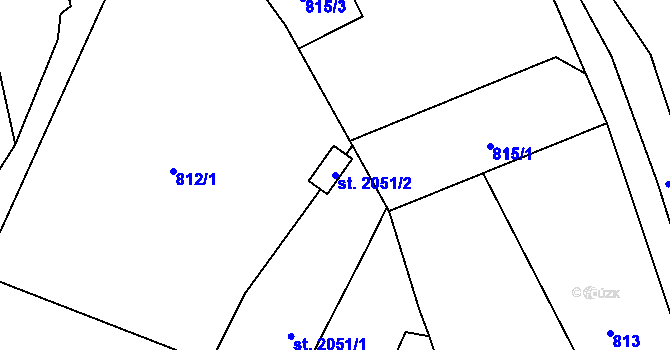 Parcela st. 2051/2 v KÚ Žatec, Katastrální mapa