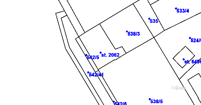 Parcela st. 2062 v KÚ Žatec, Katastrální mapa