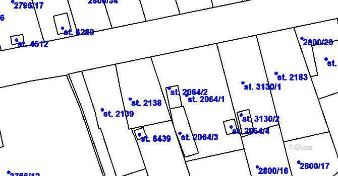 Parcela st. 2064/2 v KÚ Žatec, Katastrální mapa