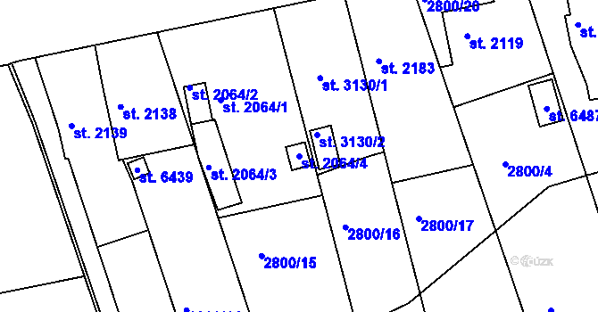 Parcela st. 2064/4 v KÚ Žatec, Katastrální mapa