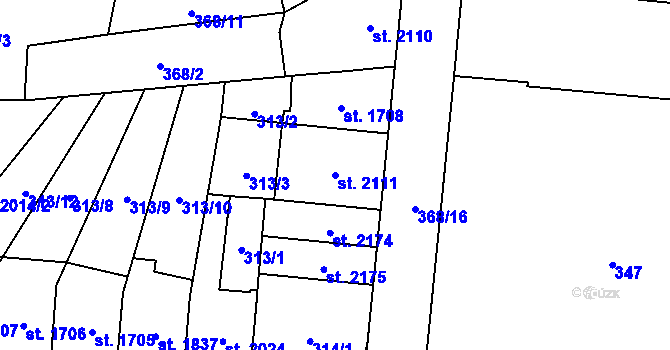 Parcela st. 2111 v KÚ Žatec, Katastrální mapa