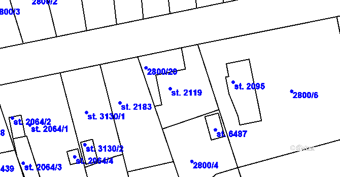 Parcela st. 2119 v KÚ Žatec, Katastrální mapa