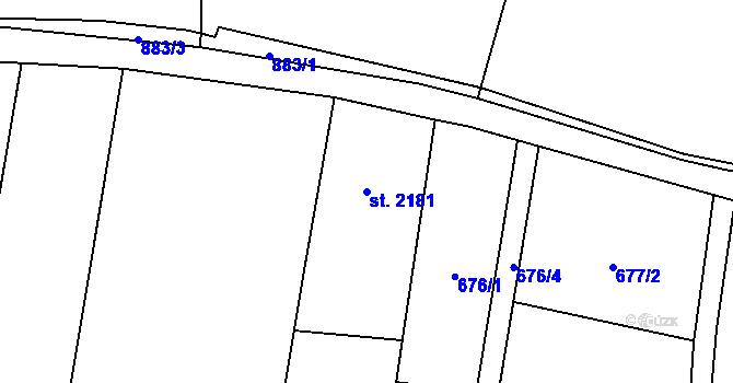 Parcela st. 2181 v KÚ Žatec, Katastrální mapa
