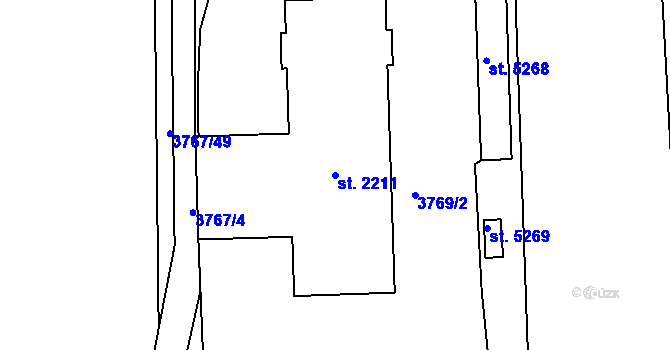 Parcela st. 2211 v KÚ Žatec, Katastrální mapa