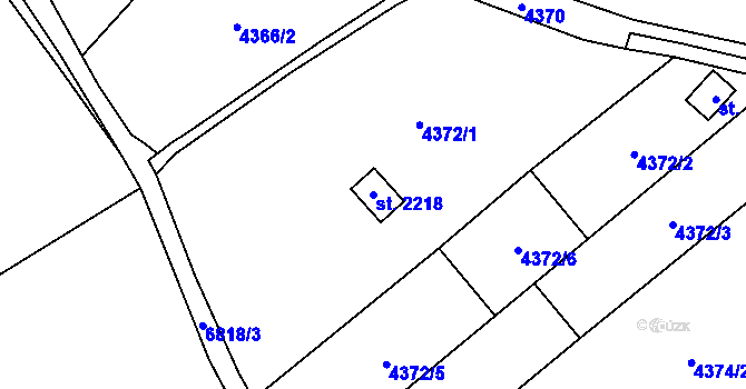 Parcela st. 2218 v KÚ Žatec, Katastrální mapa