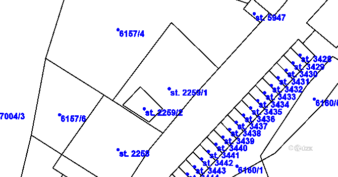 Parcela st. 2259/1 v KÚ Žatec, Katastrální mapa