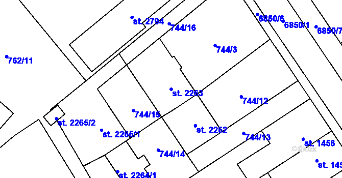 Parcela st. 2263 v KÚ Žatec, Katastrální mapa