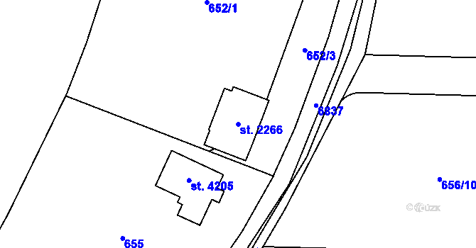 Parcela st. 2266 v KÚ Žatec, Katastrální mapa