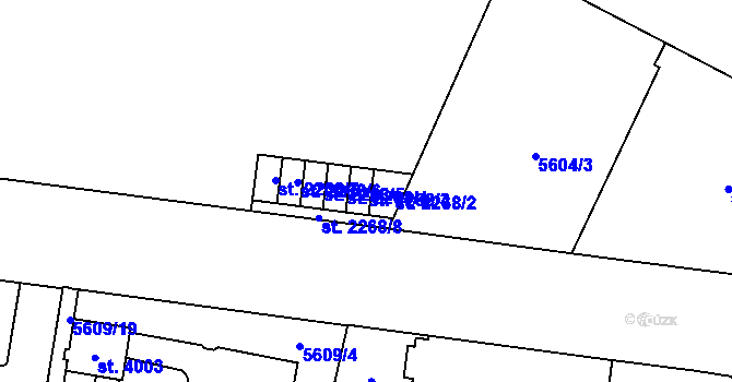 Parcela st. 2268/3 v KÚ Žatec, Katastrální mapa