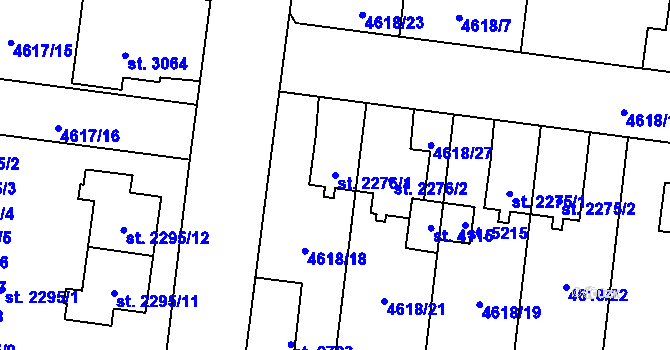 Parcela st. 2276/1 v KÚ Žatec, Katastrální mapa