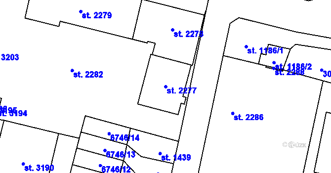 Parcela st. 2277 v KÚ Žatec, Katastrální mapa