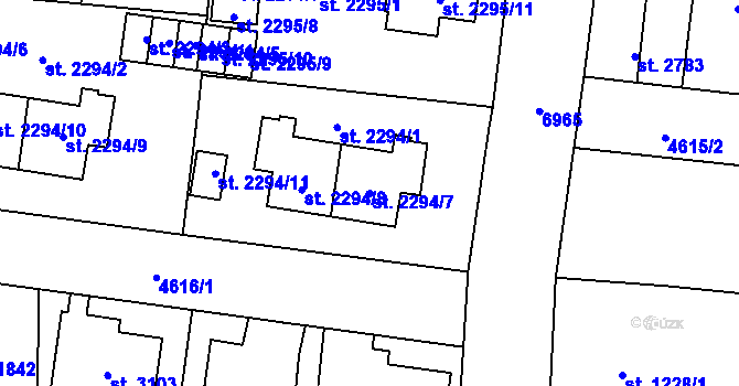 Parcela st. 2294/7 v KÚ Žatec, Katastrální mapa