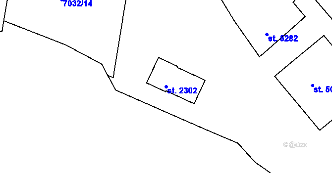 Parcela st. 2302 v KÚ Žatec, Katastrální mapa