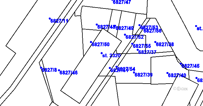 Parcela st. 2320 v KÚ Žatec, Katastrální mapa